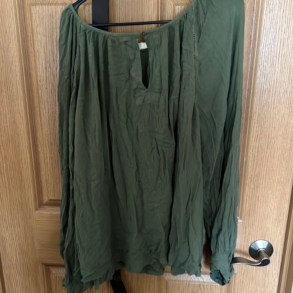 Olive green flowy boho shirt